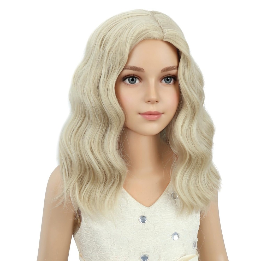 NWT Girls Light Blonde Wavy Wig Kids Princess Cosplay Halloween Costume